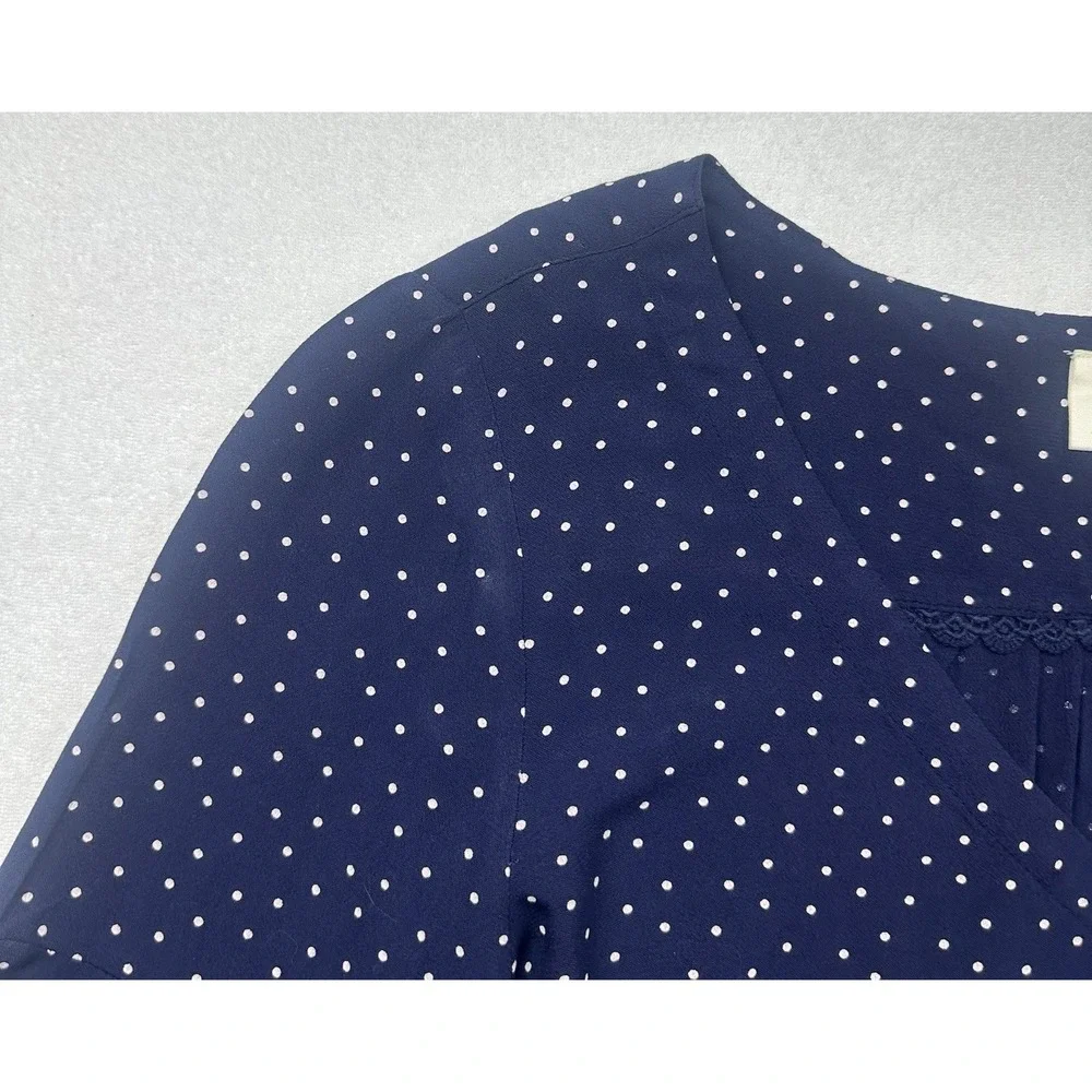 Maeve by Anthropologie Polka Dot Blouse Size S  Button Front Classic Style - Picture 4 of 11
